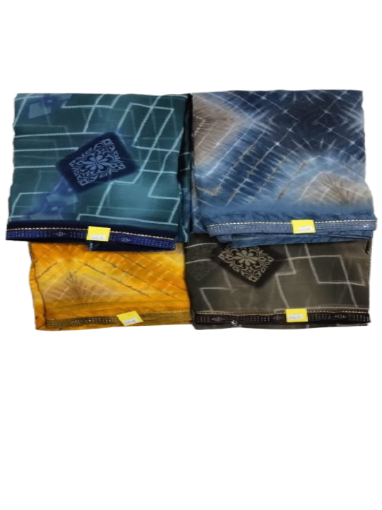 ShinySelect Printed Chiffon saree with blouse piece