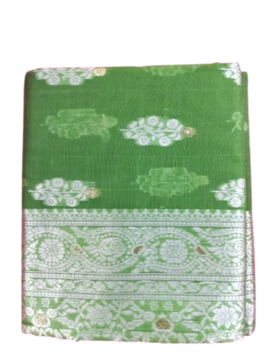 ShinySelect Cotton Saree with threaded border Mehandi