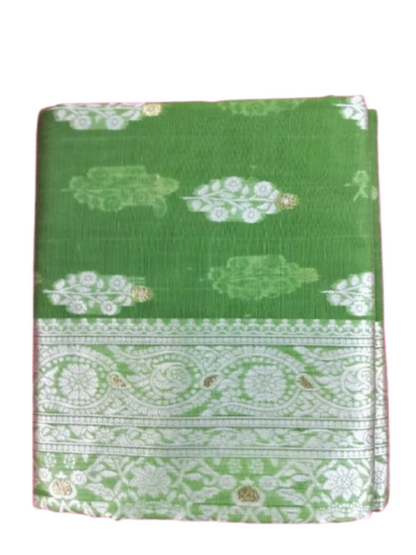 ShinySelect Cotton Saree with threaded border Mehandi