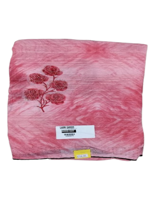 ShinySelect Soft Chiffon Saree with blouse piece Pink