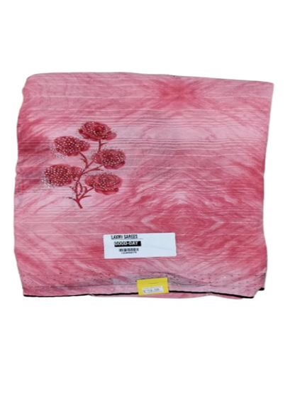 ShinySelect Soft Chiffon Saree with blouse piece Pink