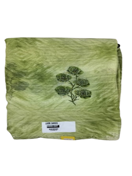 ShinySelect Soft Chiffon Saree with blouse piece Light Green