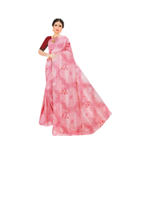 ShinySelect Soft Chiffon Saree with blouse piece