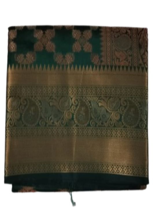 ShinySelect Cotton Silk Saree with Zari work Green
