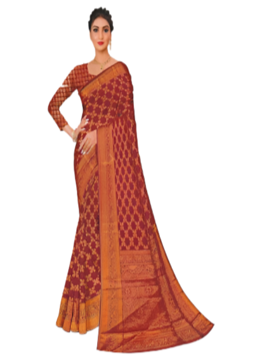 ShinySelect Cotton Silk Saree with Zari work