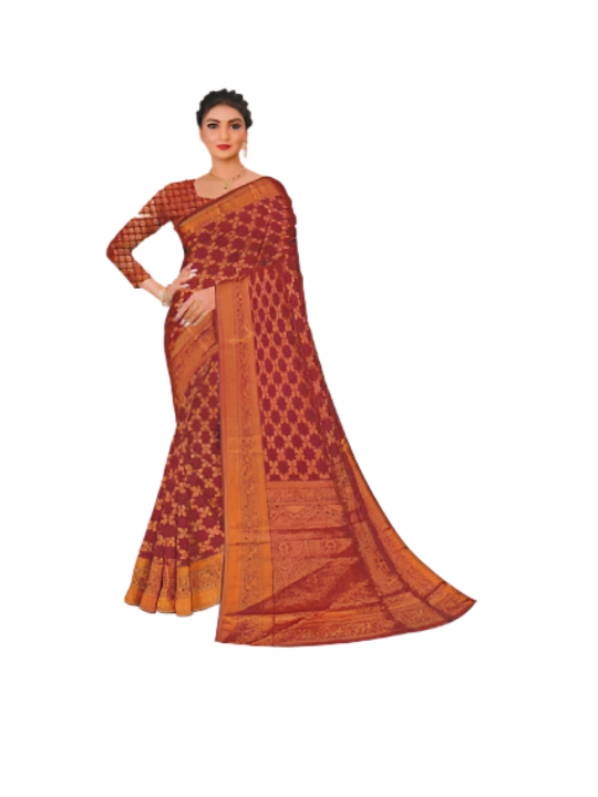 ShinySelect Cotton Silk Saree with Zari work