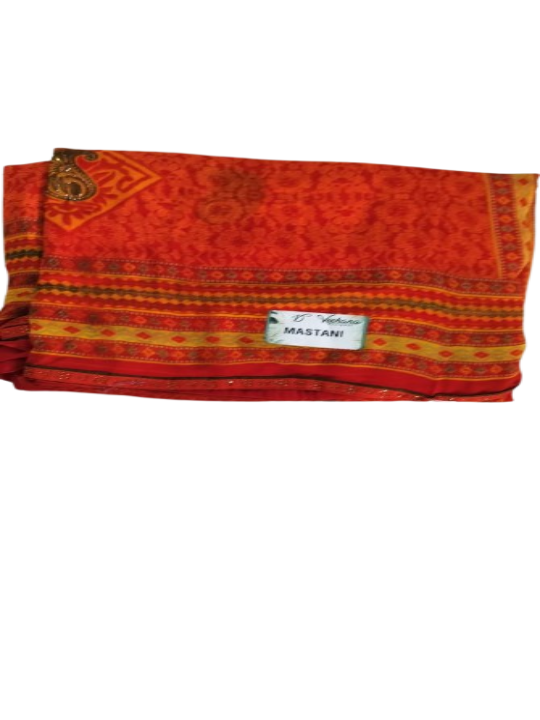 ShinySelect Soft & comfortable Georgette saree with light stone work Orange