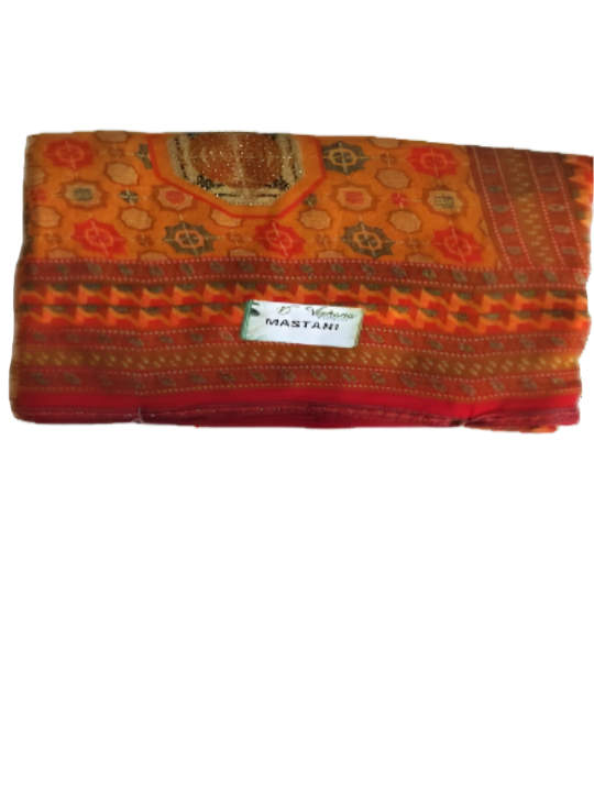 ShinySelect Soft & comfortable Georgette saree with light stone work Orange