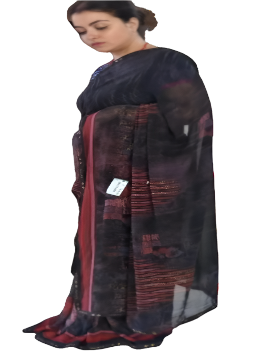 ShinySelect Soft & comfortable Georgette saree with light stone work Maroon