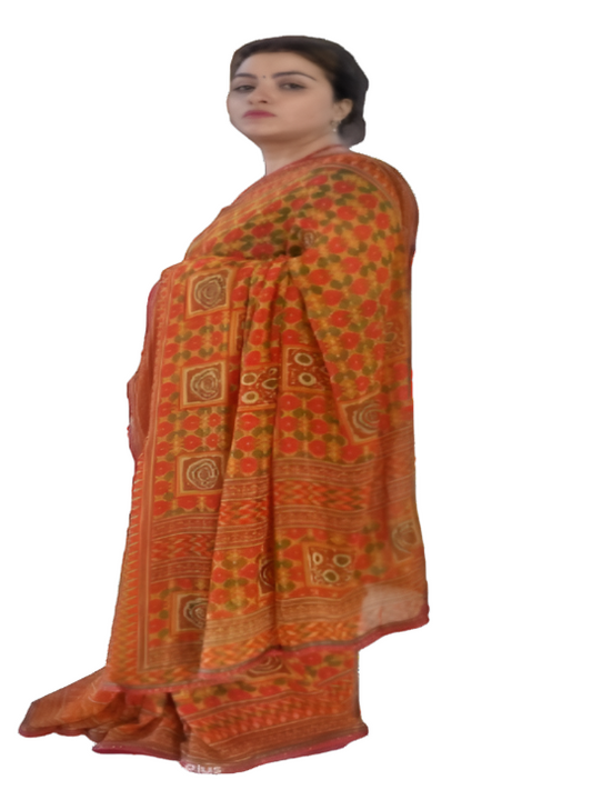 ShinySelect Soft & comfortable Georgette saree with light stone work Yellow