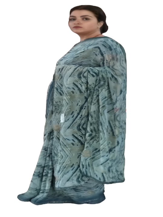 ShinySelect Soft & comfortable Georgette saree with light stone work Light Blue