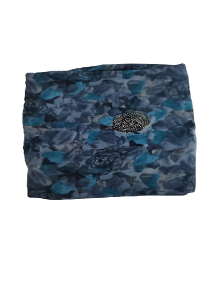 ShinySelect Soft & comfortable Georgette saree with light stone work Blue