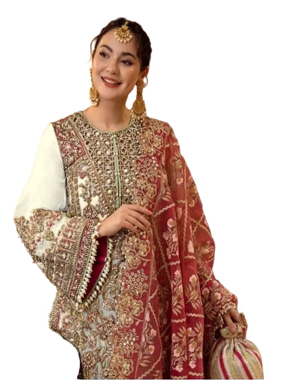 WT Heavy Georgette Embroidered Suit with Hand-Moti and Mirror Accents
