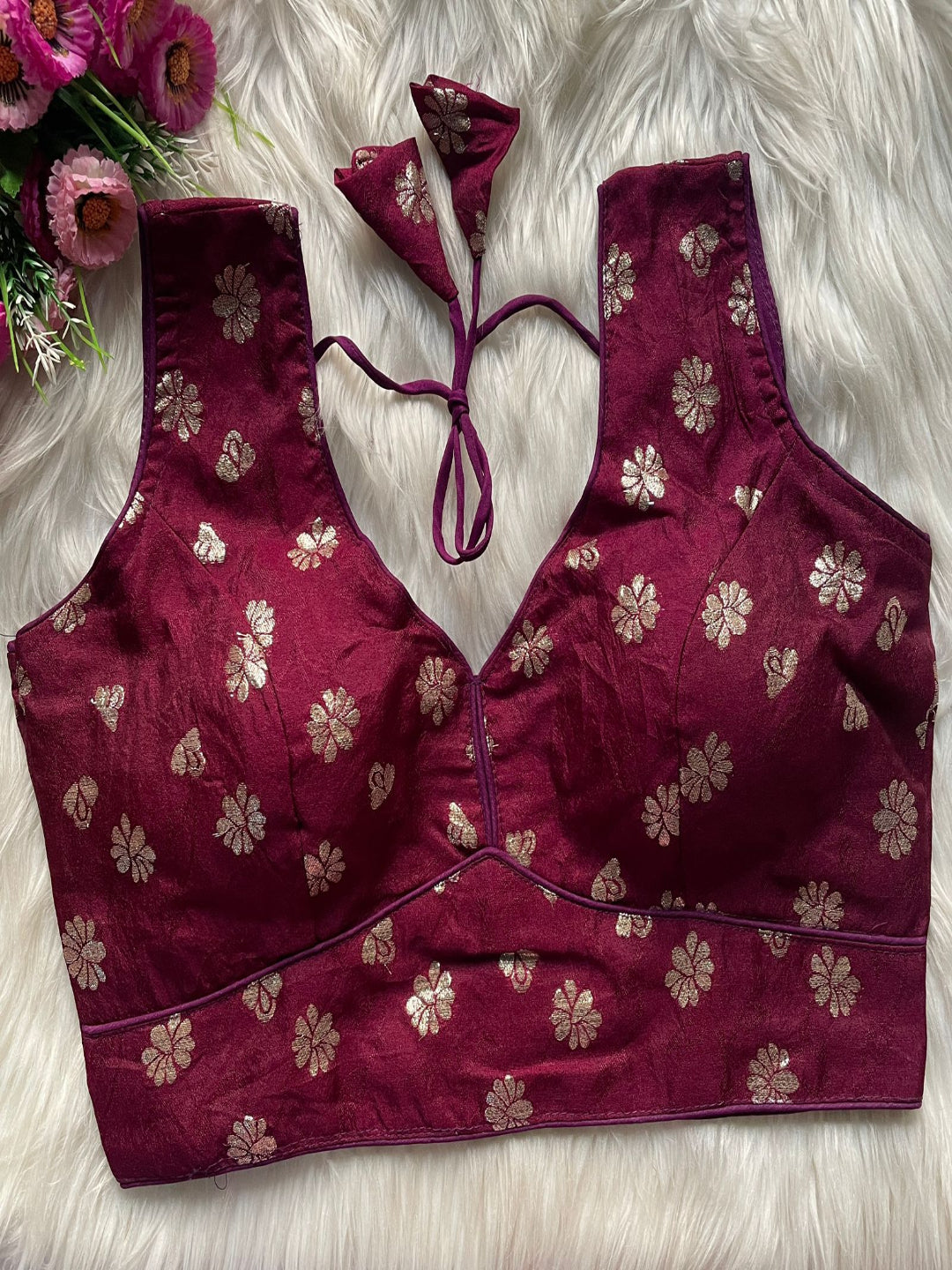 ES Designer Dola Silk Jacquard Partywear Blouse – Intricate Cosmos Viscose Weave