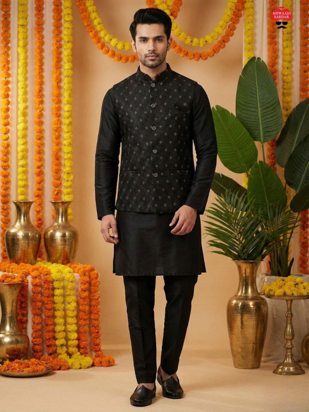 RE Royal Dhupian Silk Kurta Set with Heavy Fused Jacquard Koti