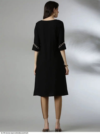 WT Women’s Viscose Rayon Straight Kurti with Elegant Embroidery Work