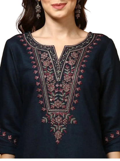 WT Women’s Viscose Rayon Straight Kurti with Elegant Embroidery Work