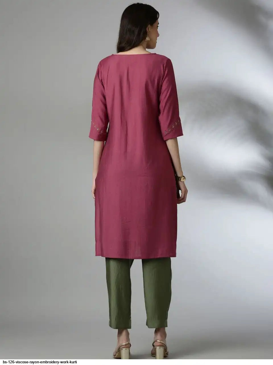 WT Women’s Viscose Rayon Straight Kurti with Elegant Embroidery Work