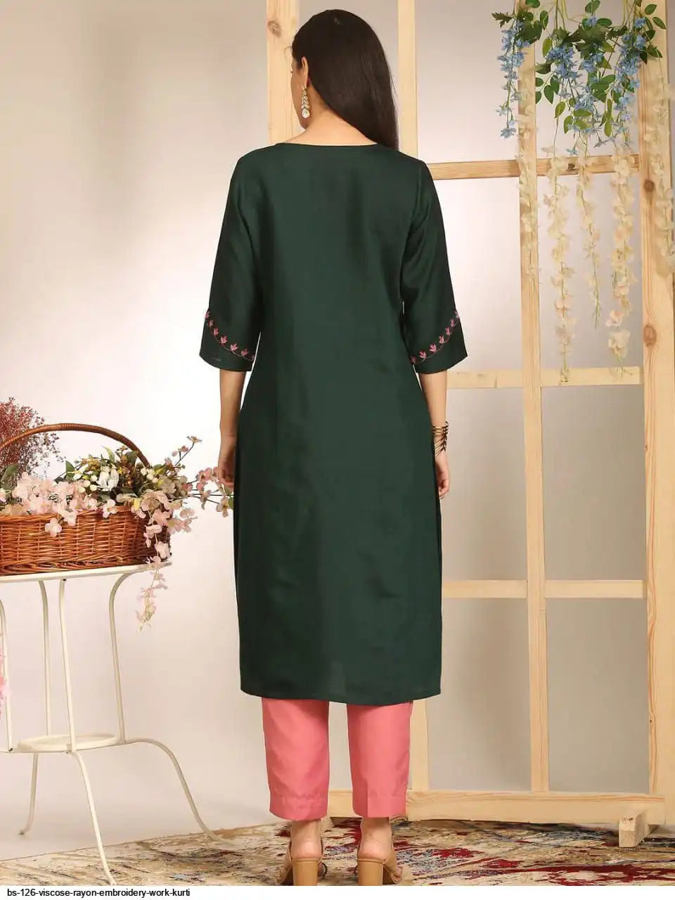 WT Women’s Viscose Rayon Straight Kurti with Elegant Embroidery Work