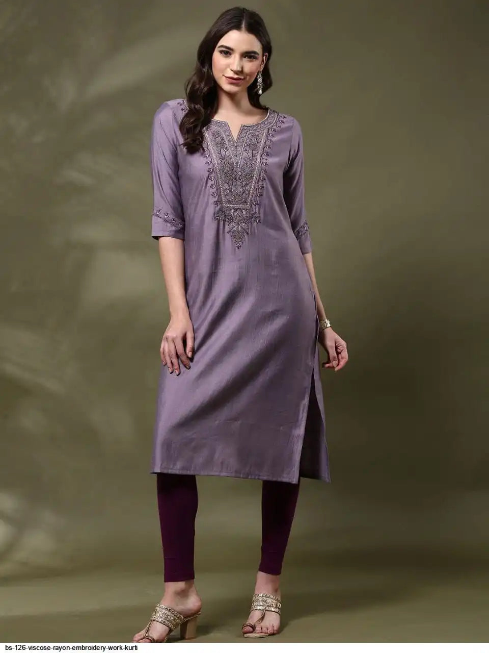 WT Women’s Viscose Rayon Straight Kurti with Elegant Embroidery Work
