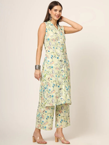 Divena Cream Printed Rayon Fabric Straight Kurta & Bottom in Seven Diff Colors