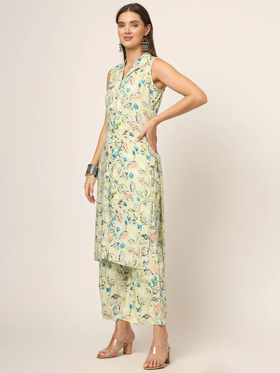 Divena Cream Printed Rayon Fabric Straight Kurta & Bottom in Seven Diff Colors