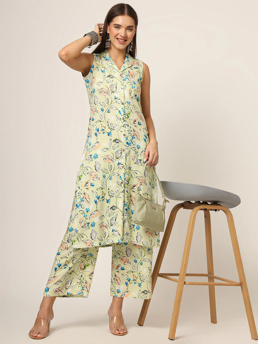 Divena Cream Printed Rayon Fabric Straight Kurta & Bottom in Seven Diff Colors