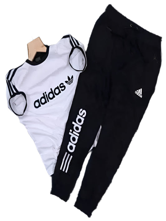 Printed Track Suit for Men (Black & White, S)