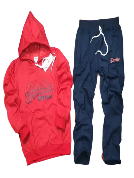 Full Sleeves Printed Tracksuit for Men (Red & Black, M & L)