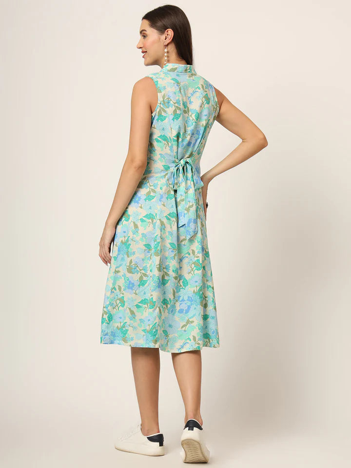 Divena Floral Print A-Line Midi Dress