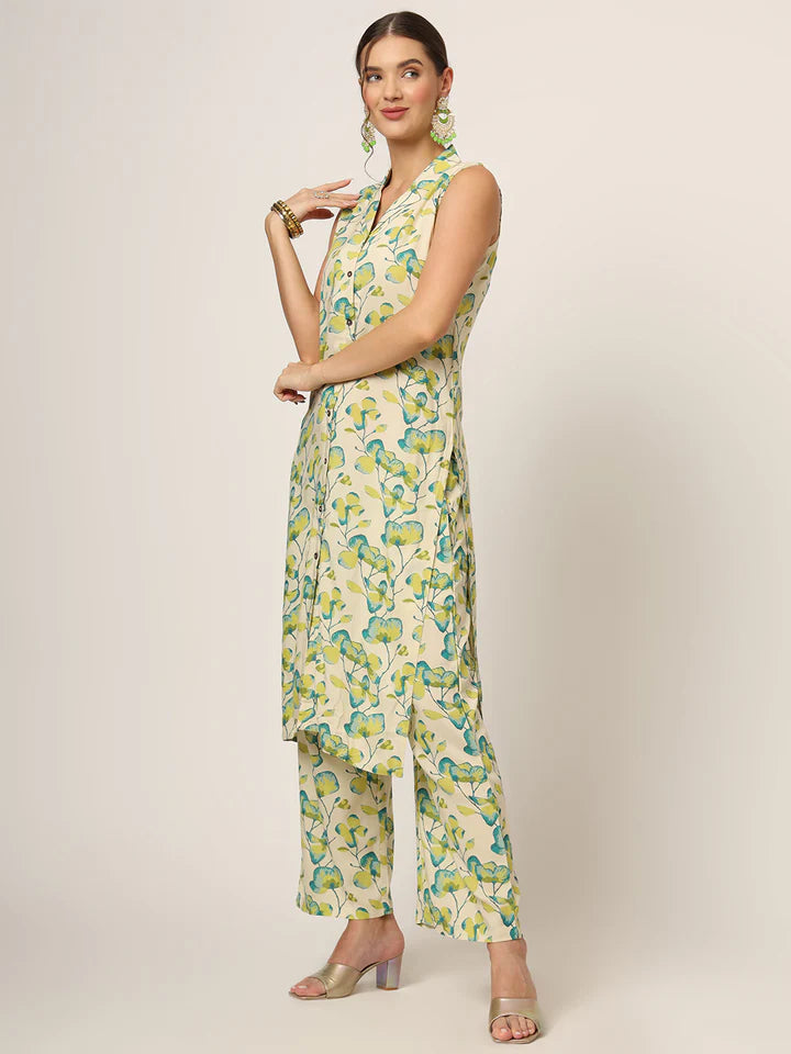 Divena Cream Printed Rayon Fabric Straight Kurta & Bottom in Seven Diff Colors