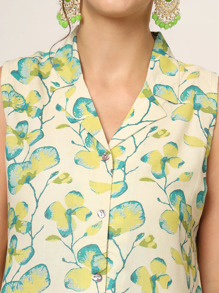 Divena Cream Printed Rayon Fabric Straight Kurta & Bottom in Seven Diff Colors