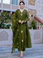 AA Viscose Silk Anarkali Kurta Set with Chanderi Dupatta and Pant
