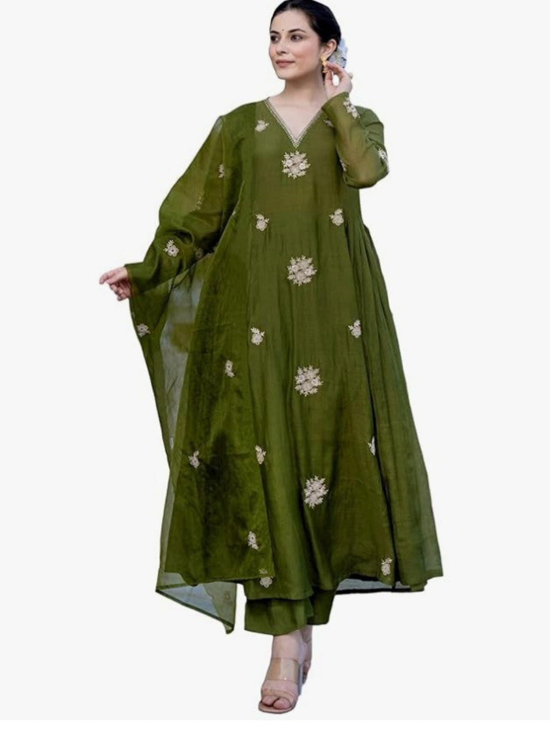 AA Viscose Silk Anarkali Kurta Set with Chanderi Dupatta and Pant