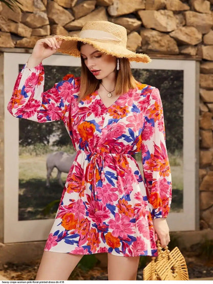 WT Designer V-Neck Printed Midi Top for Women | Heavy Crepe Full Sleeve Top