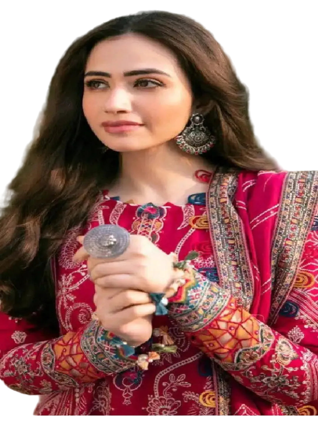 WT Designer Pure Muslin Red Pakistani Salwar Suit (M-XXL)