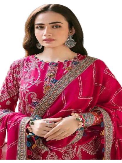 WT Designer Pure Muslin Red Pakistani Salwar Suit (M-XXL)