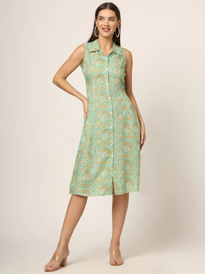 Divena Floral Print A-Line Midi Dress