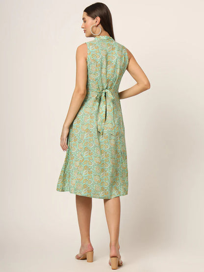 Divena Floral Print A-Line Midi Dress