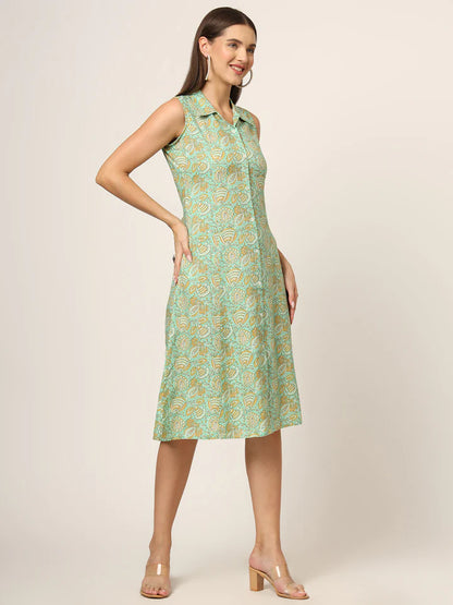 Divena Floral Print A-Line Midi Dress