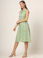 Divena Floral Print A-Line Midi Dress