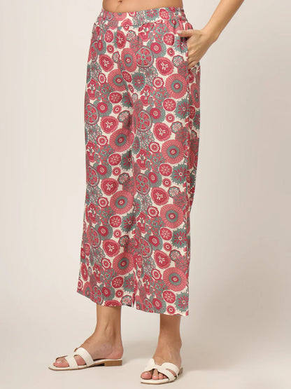 Divena Cream Printed Rayon Fabric Straight Kurta & Bottom in Seven Diff Colors