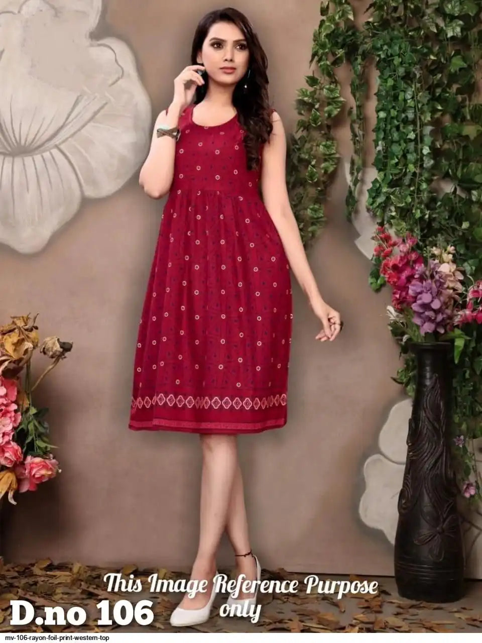 WT Women’s Foil Print 14kg Rayon Short Dress -6 colors | M-2XL