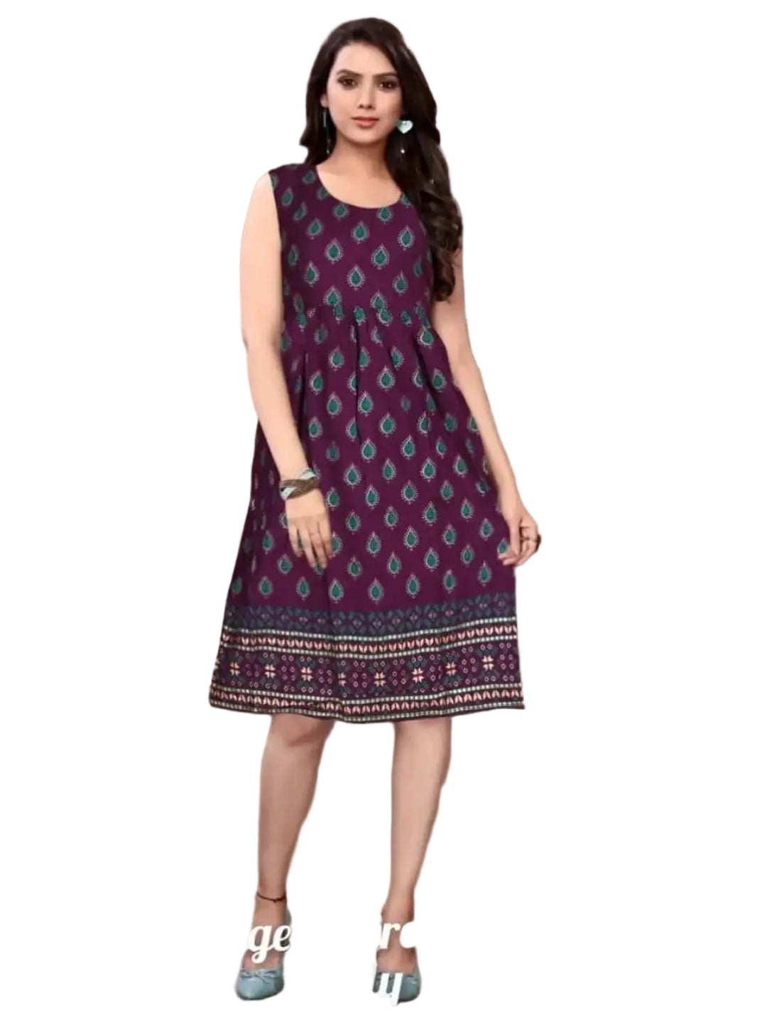 WT Women’s Foil Print 14kg Rayon Short Dress -6 colors | M-2XL