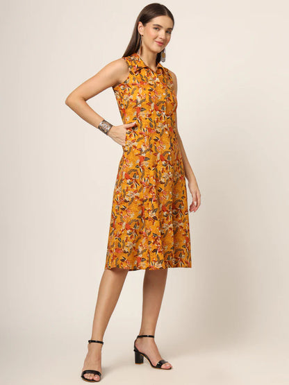 Divena Floral Print A-Line Midi Dress