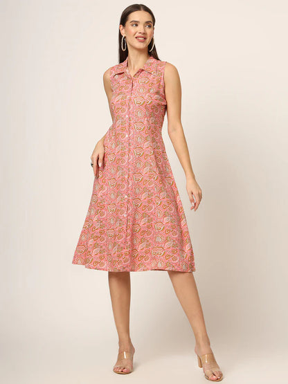 Divena Floral Print A-Line Midi Dress