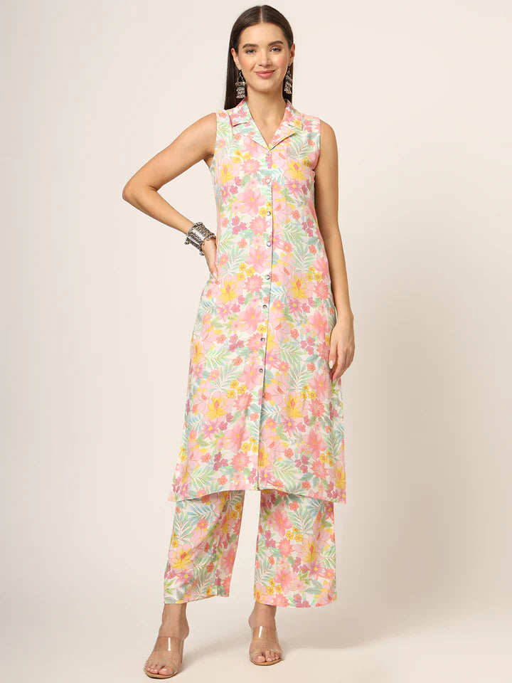 Divena Cream Printed Rayon Fabric Straight Kurta & Bottom in Seven Diff Colors