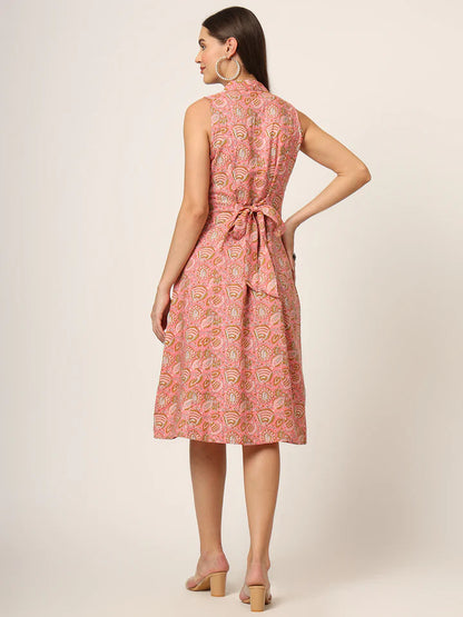 Divena Floral Print A-Line Midi Dress