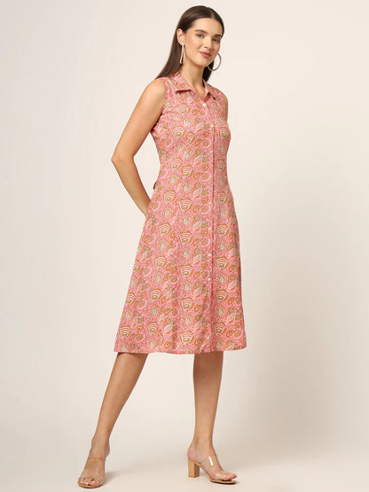 Divena Floral Print A-Line Midi Dress