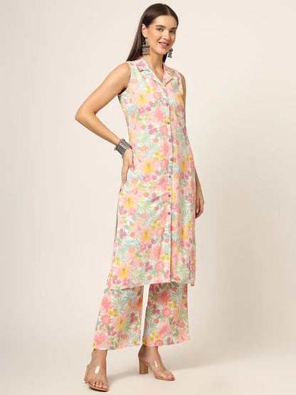 Divena Cream Printed Rayon Fabric Straight Kurta & Bottom in Seven Diff Colors